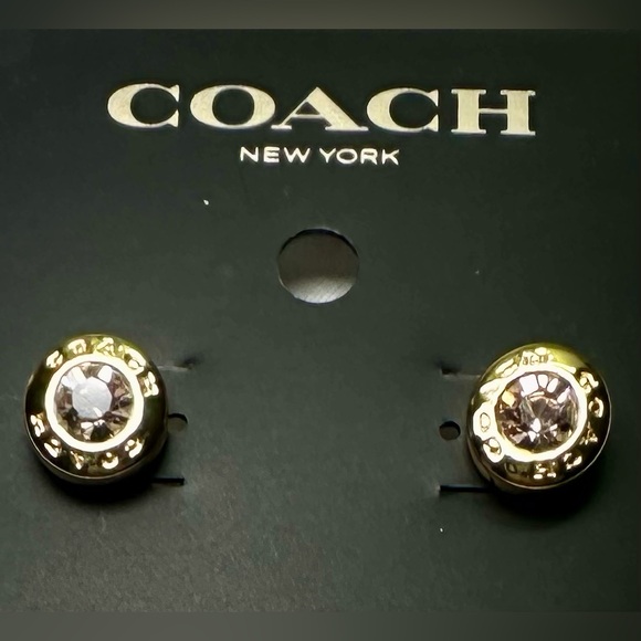 COACH GOLD OPEN CIRCLE STUD EARRINGS - Picture 3 of 6